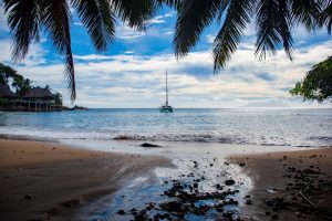 fishing boat, beach, shore, ocean, nature, seascape, horizon, sand, sandy beach, coast, boat, seashore, island, scenic, catamaran, coastline, yacht, sail, seashells, summer theme, in the frame, summer day, running water, a post card, spectacular, pastorali